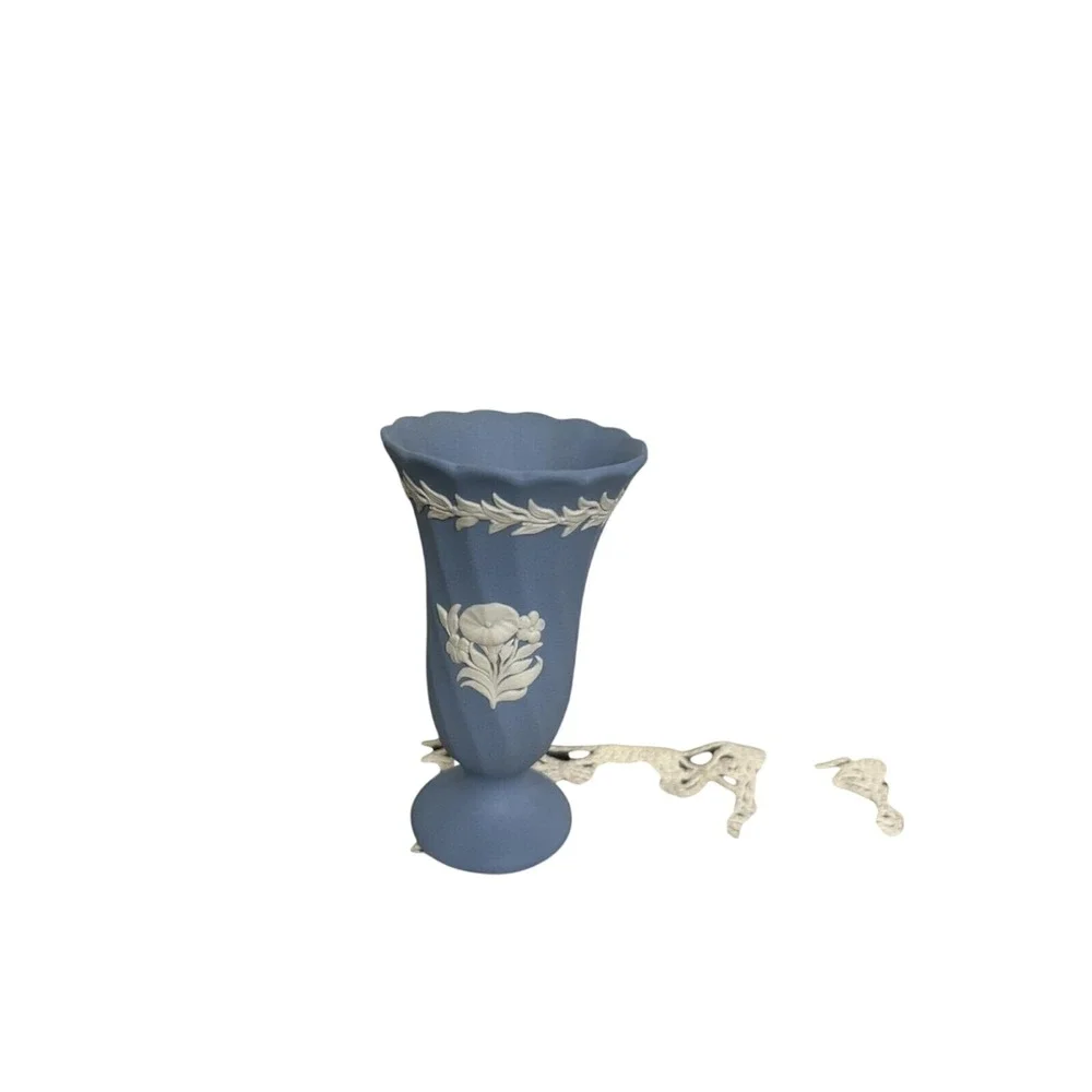 🏺✨ Wedgwood Jasperware Light Blue Flared‎ Trumpet Vase w/ Pedestal Foot